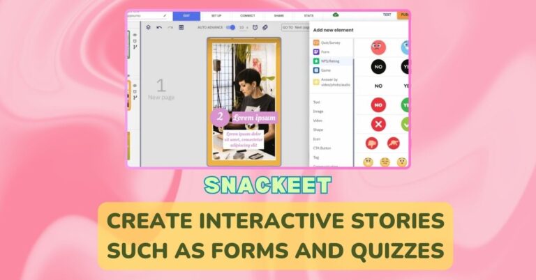 Snackeet - Create Interactive Web Stories Such as Forms and Quizzes